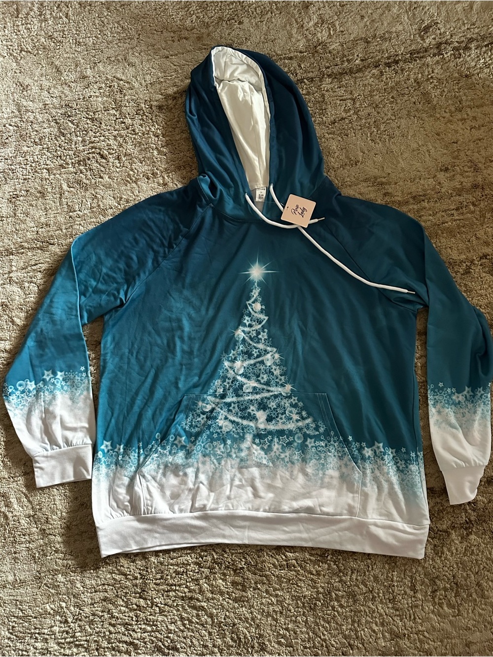 Pixie lady Teal Hoodie with White Drawstrings